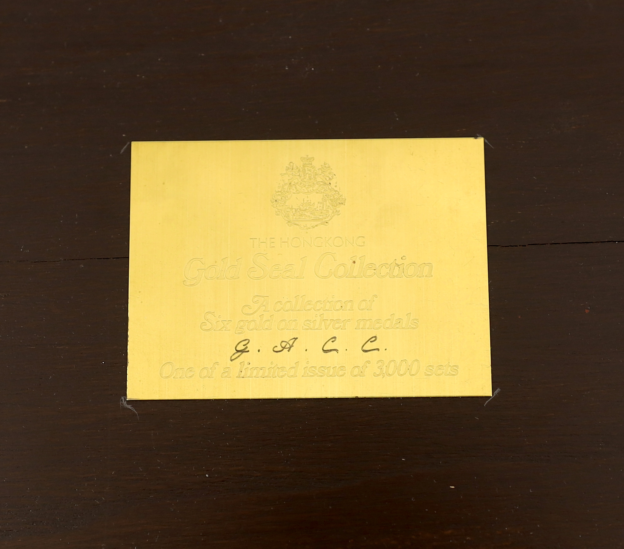 Hong Kong medals, the Gold Seal collection of six silver-gilt medals, and the Great Seal collection of five proof silver medals, produced by Gazeley Galleries